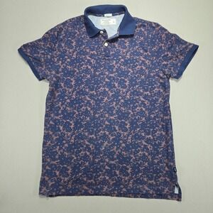 Abercrombie & Fitch Floral‎ Polo Shirt Blue Brown Casual Stretch Men's Size L